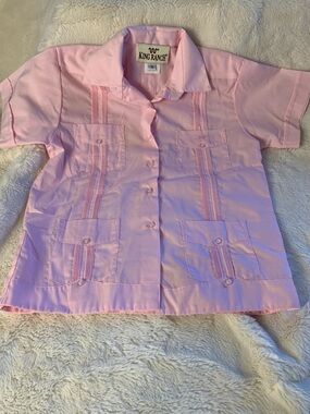 King Ranch Girls' Pink Short-Sleeve Button Down Guayabera